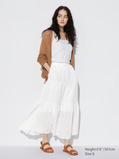 Crinkle Cotton Tiered Skirt | UNIQLO US | UNIQLO (US)