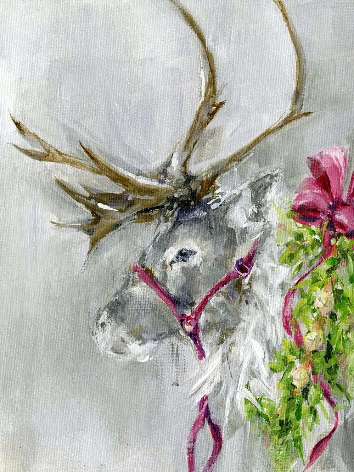 The Holiday Aisle® Holiday - Christmas Reindeer by Susan Pepe - Wrapped Canvas Painting Print & ... | Wayfair North America