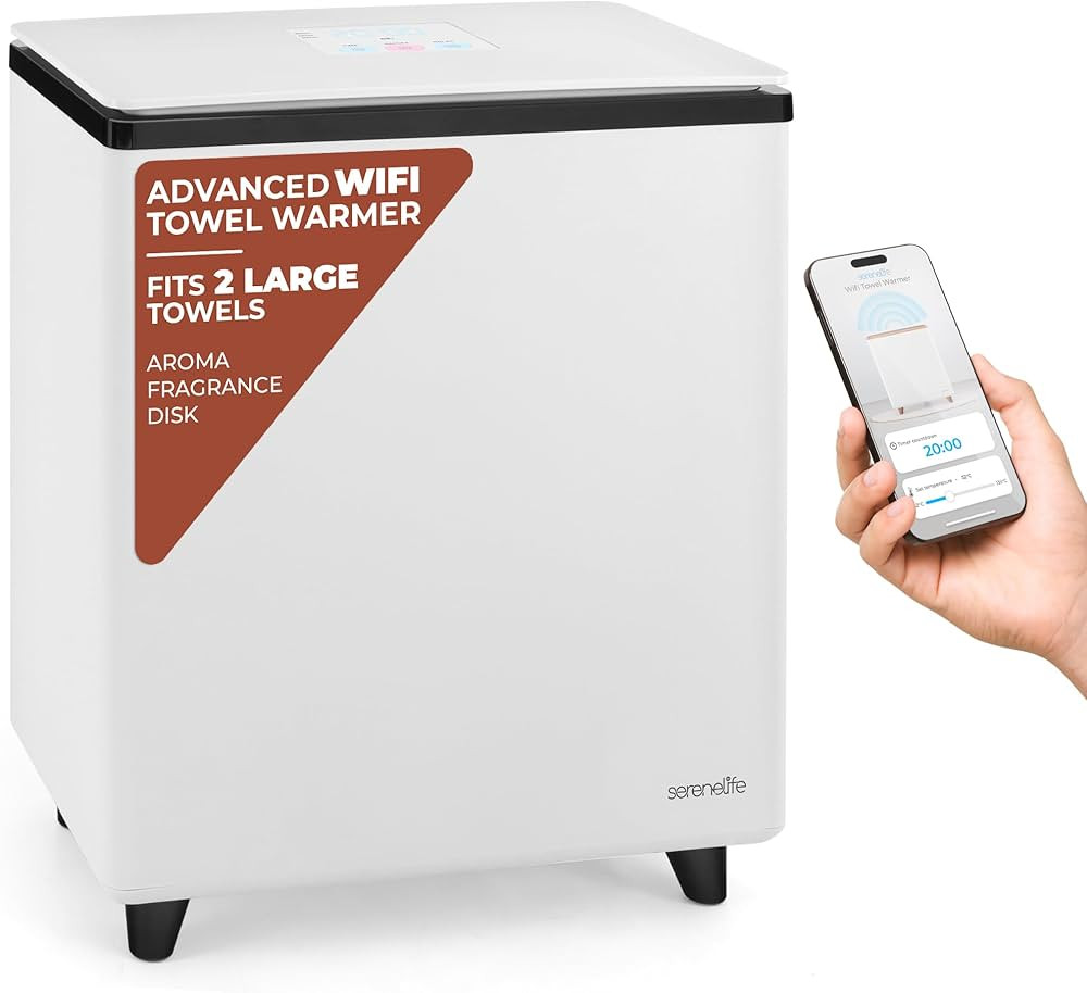 SereneLife WIFI Luxury Rectangle Towel Warmer - Spa & Bathroom Heater with Custom Fragrance, Auto... | Amazon (US)