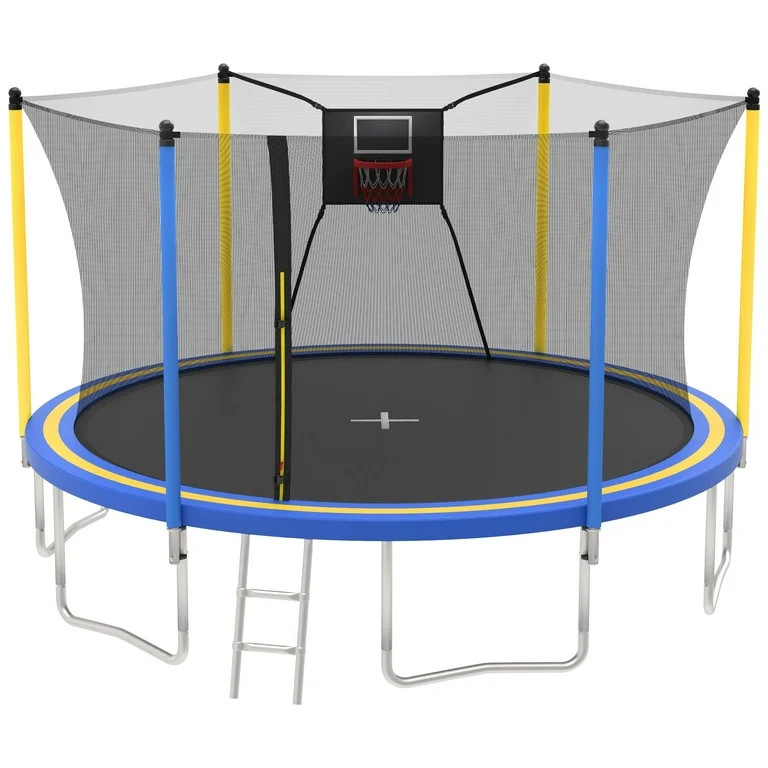 14ft Trampoline with Basketball Hoop, SEGMART Upgraded Round Kids Outdoor Trampoline with Enclosu... | Walmart (US)