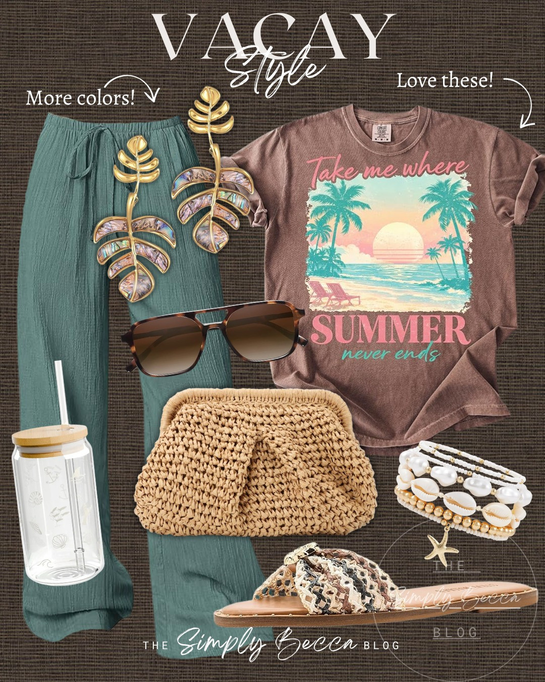 Okayyyy 😍 This outfit is so fun and I adore that brown! Perfect for vacation!

@amazon 

 #ltkwomens #vacaystyle #vacationoutfits #wovenclutch #slides #glasstumbler #LTKootd #LTKmomlife #LTKTravel