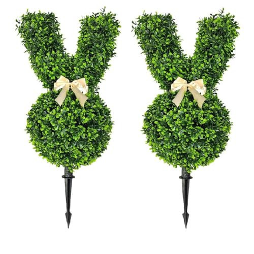 Bunny Topiary, Easter Bunny Topiary Trees Artificial Outdoor, Bunny-Shaped Boxwood Bunny Topiary Plant, Green Artificial Bunny Topiary Tree Pot Fake Bunny Plant for Easter Porch Indoor/Outdoor Decor | Amazon (US)