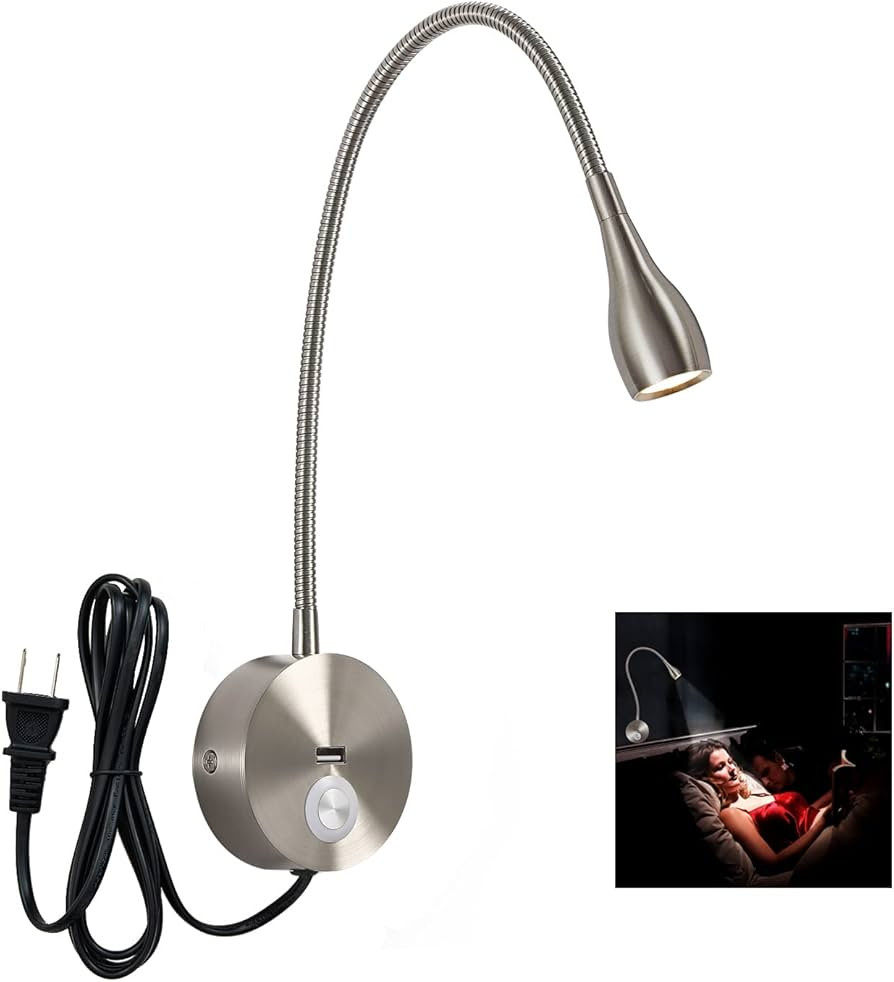 Rayefo Dimmable Bedside Plug in Reading Light, Minimalist LED Bed Reading Lamp Headboard Wall Mou... | Amazon (US)