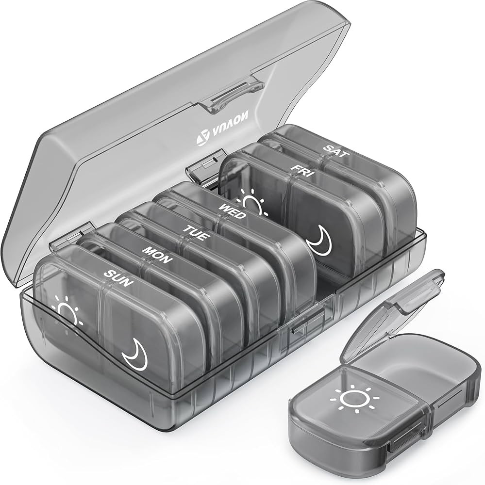 AUVON XL Weekly Pill Organizer 2 Times a Day, Pill Box 7 Day with One-Side Large Openings for Eas... | Amazon (US)
