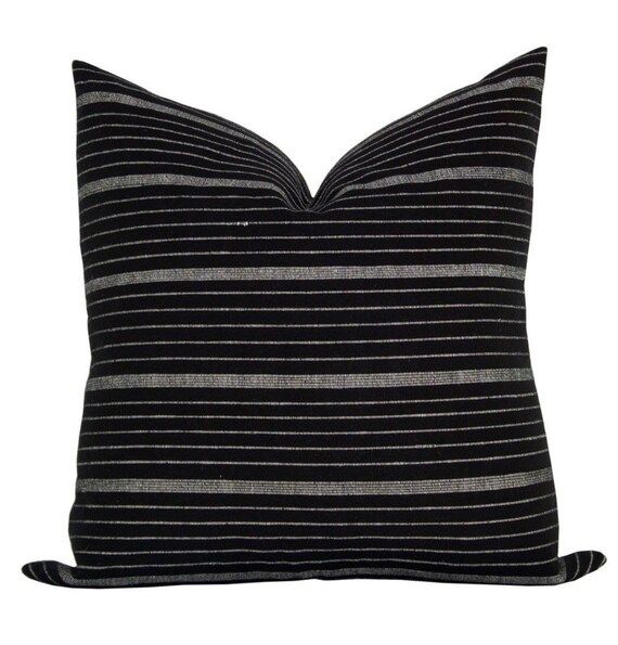 Kufri Cusco Stripe Pillow in Black // Black White Striped Pillow // Morern Farmhouse Pillow // De... | Etsy (US)