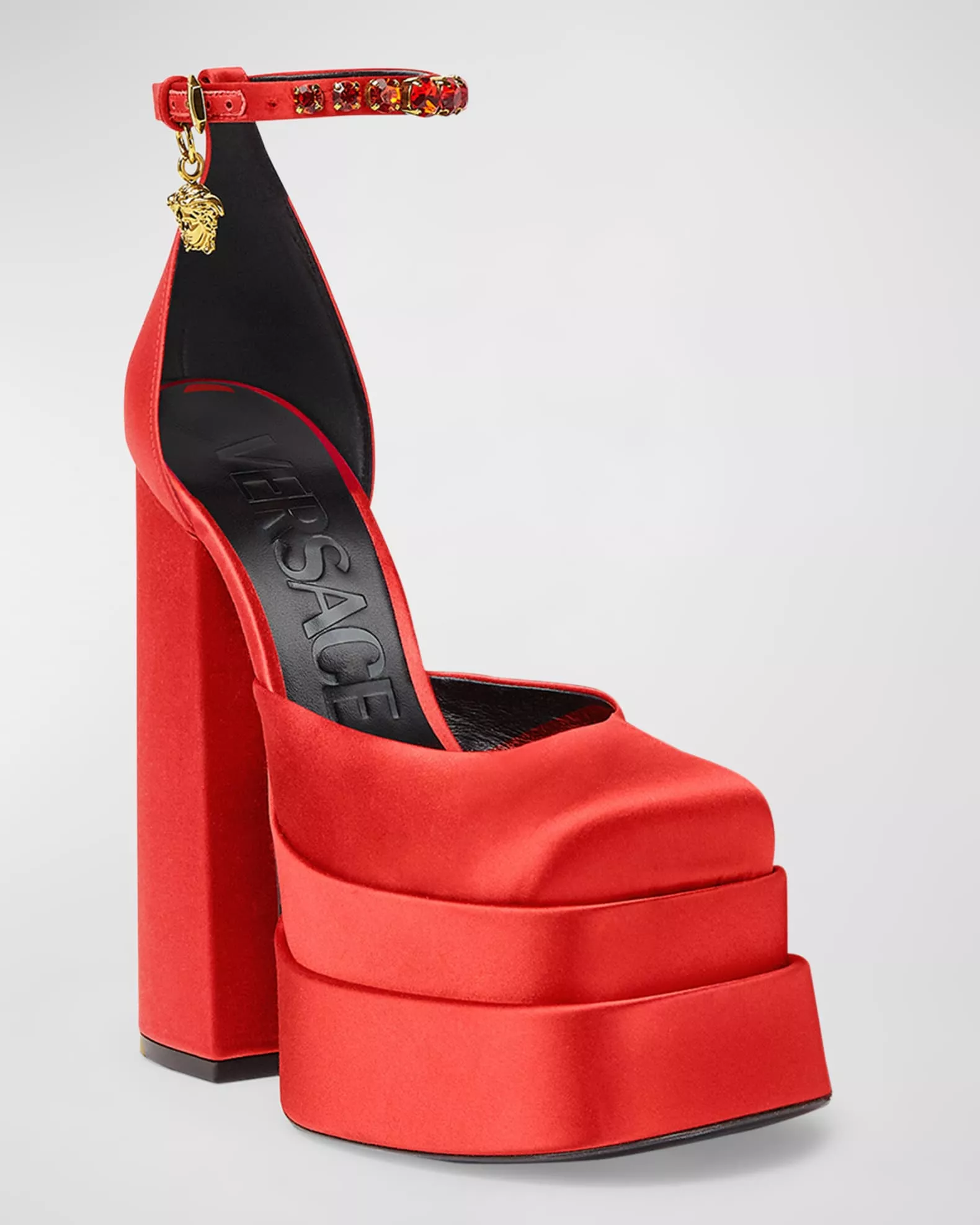 Lisa Rinna's Red Satin Platform Mary Jane Pumps