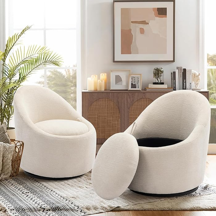 COLAMY Swivel Accent Chair Set of 2, 360° Swivel Round Chair with Hidden Storage, Modern Small B... | Amazon (US)