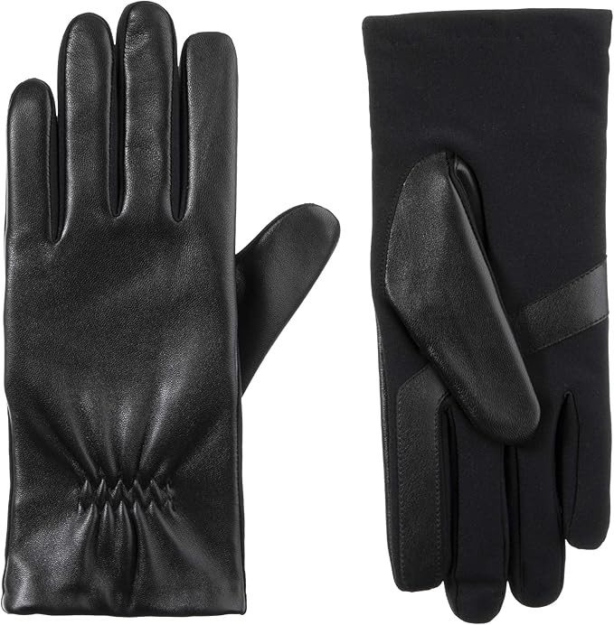 isotoner Women's Classic Stretch Leather Touchscreen Cold Weather Gloves, Fleece Lining | Amazon (US)