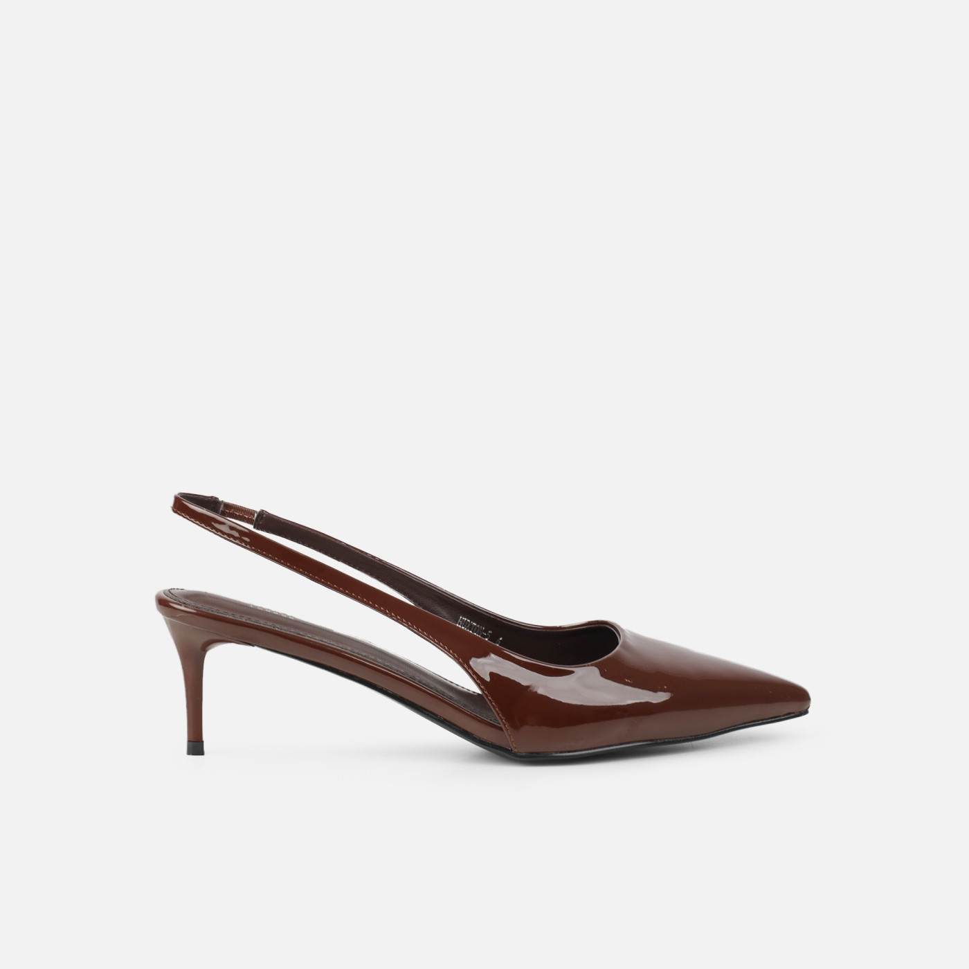 Cecily Chocolate Brown Patent Low Sling Back Court Shoes | Simmi Shoes