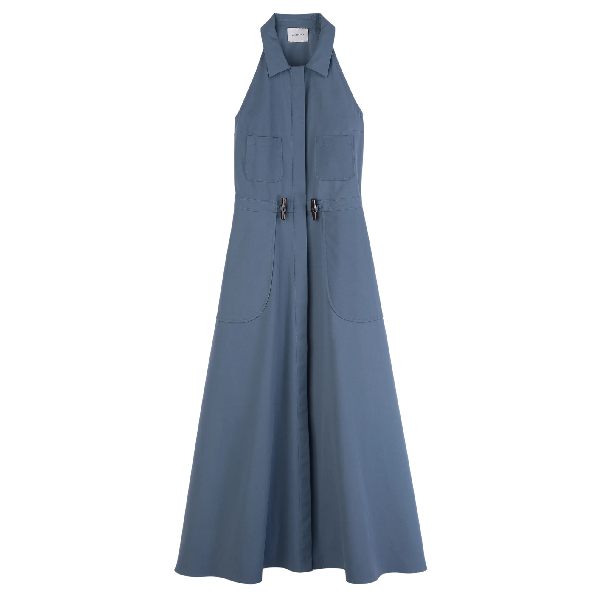 Long dress Slate - Popelin 4 US | Longchamp US | Longchamp