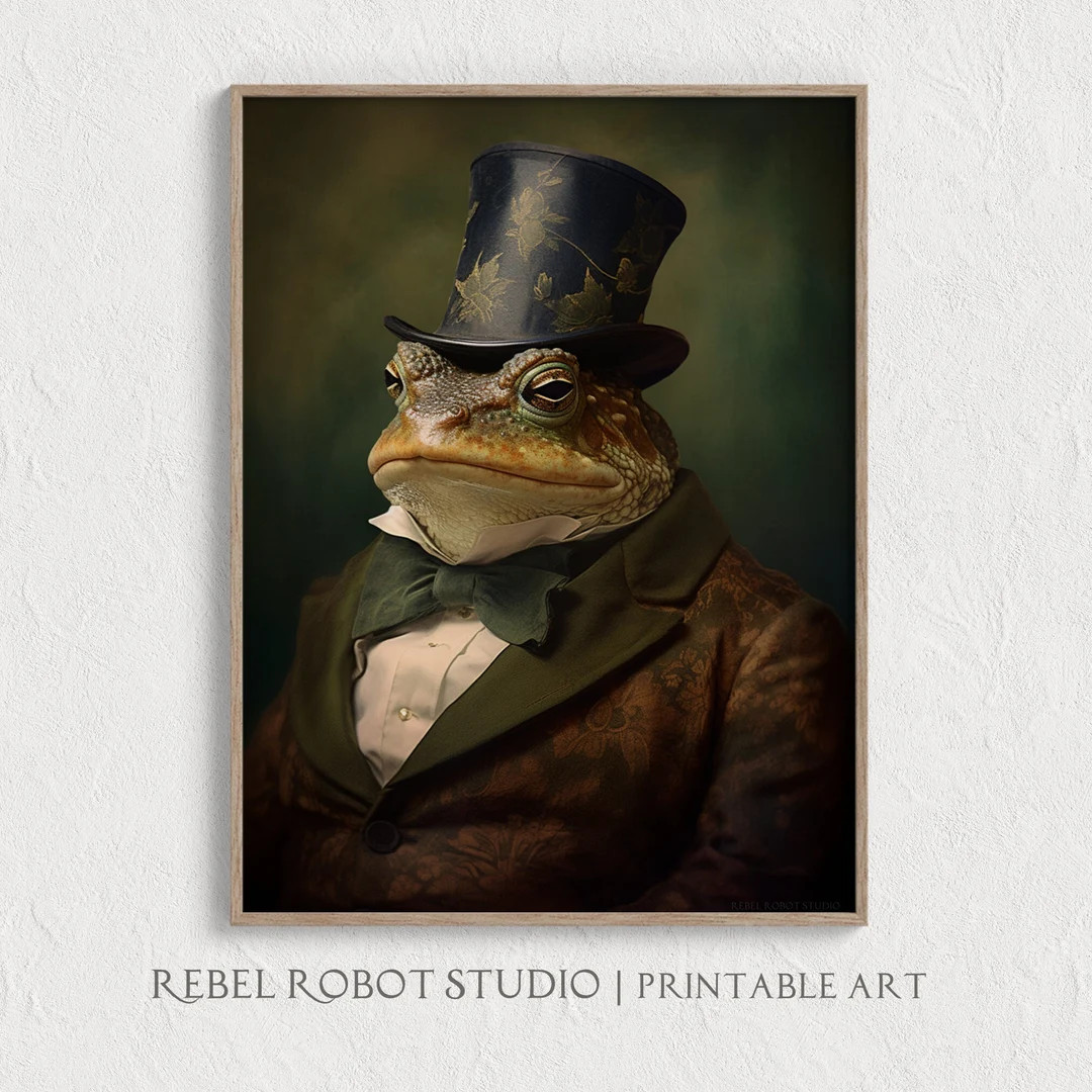 Sir Toad PRINTABLE Wall Art Regency Clothing, Vintage Aesthetic, Mr. Frog Painting, Victorian Ari... | Etsy (US)