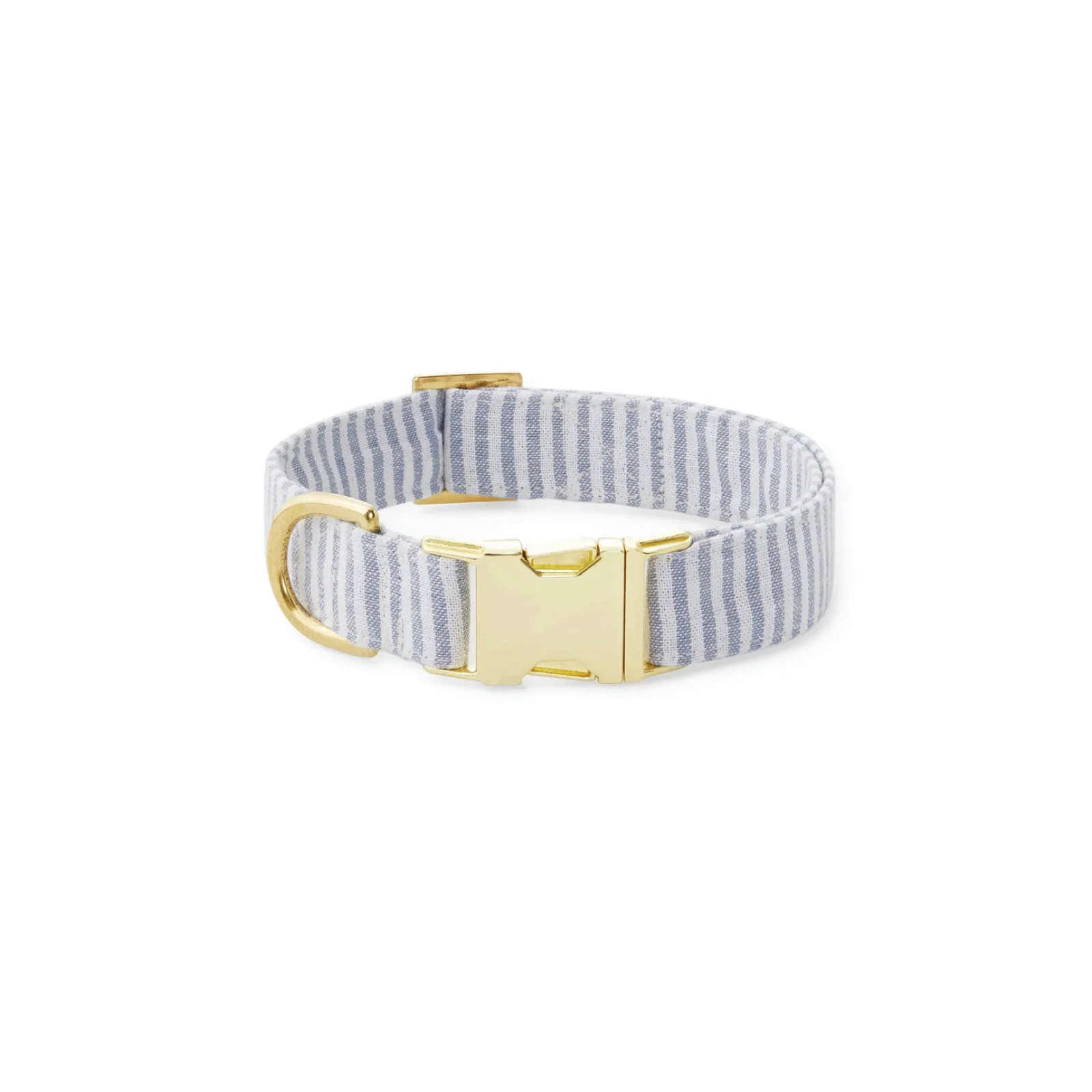 Stripe Dog Collar in Dusty Blue and White | Brooke and Lou