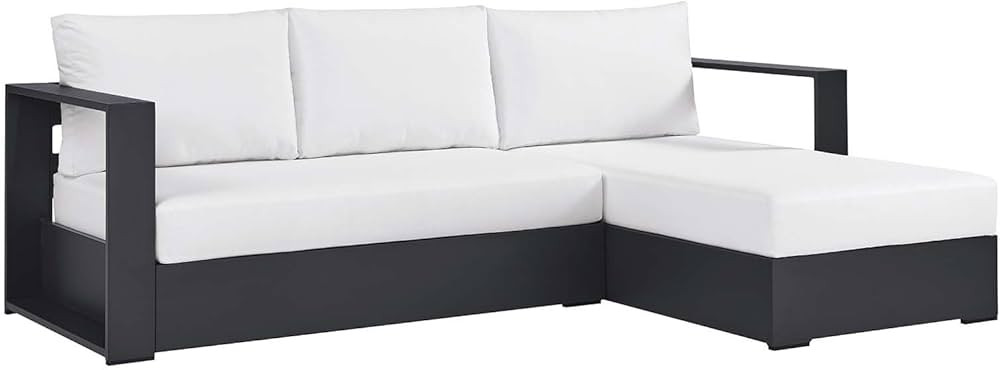 Modway Tahoe Modular Aluminum Outdoor Patio Furniture Gray White, Sectional Sofa Weather-Resistan... | Amazon (US)
