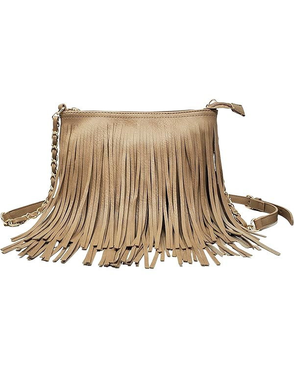 Solene Fringe Crossbody Shoulder Bag with Strap, Tassel Messenger bag, Country Style Western Frin... | Amazon (US)
