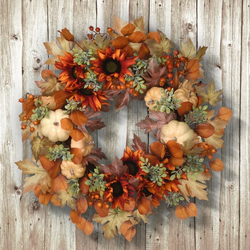 Autumn Harvest 24" Polyester Wreath | Wayfair North America