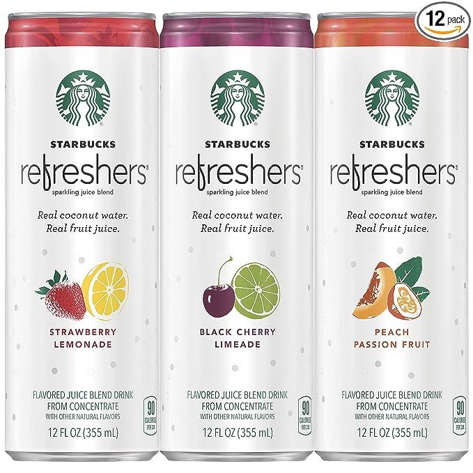 Starbucks, Refreshers with Coconut Water, 3 Flavor Variety Pack, 12 fl Oz. Cans (12 Pack) | Amazon (US)