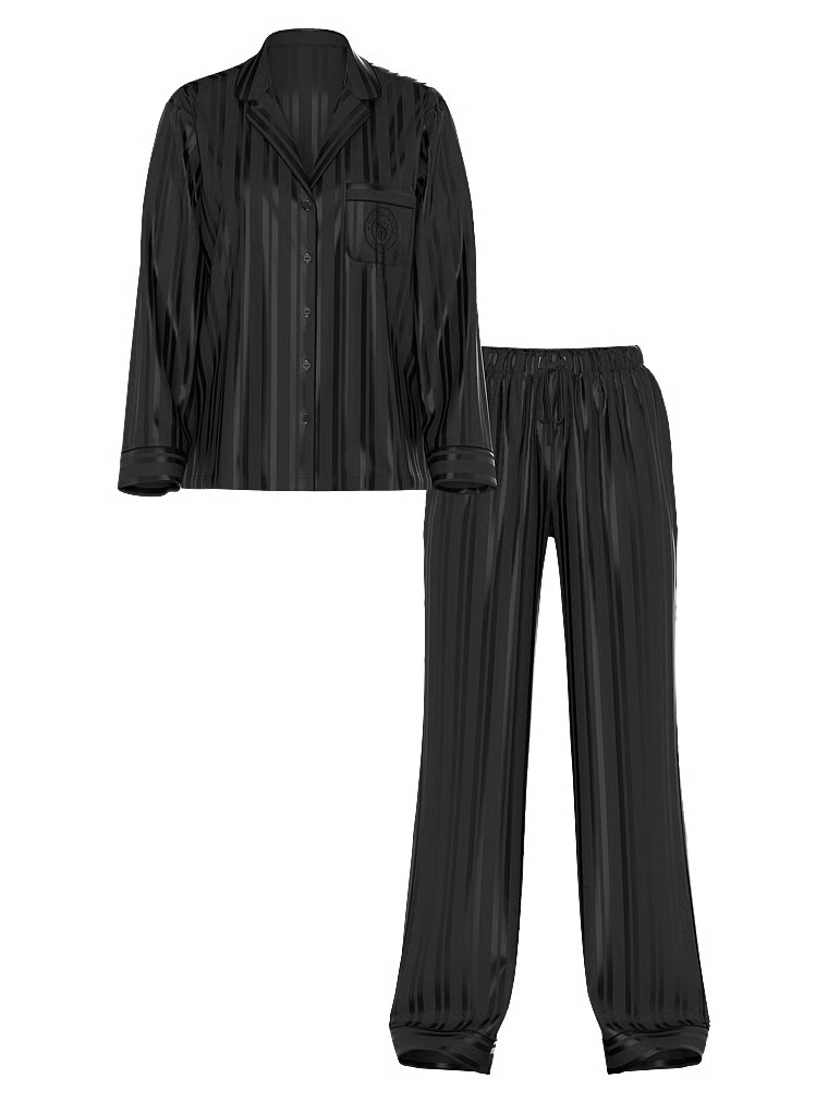 Buy Glazed Satin Long Pajama Set, Angel Pink Crest Jacquard - Order Pajamas Sets online - Victori... | Victoria's Secret (US / CA )