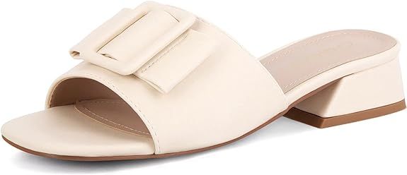 Greatonu Heeled Sandals for Women Summer Square Toe Mule Heels Slip on Block Low Heel Dressy Sand... | Amazon (US)