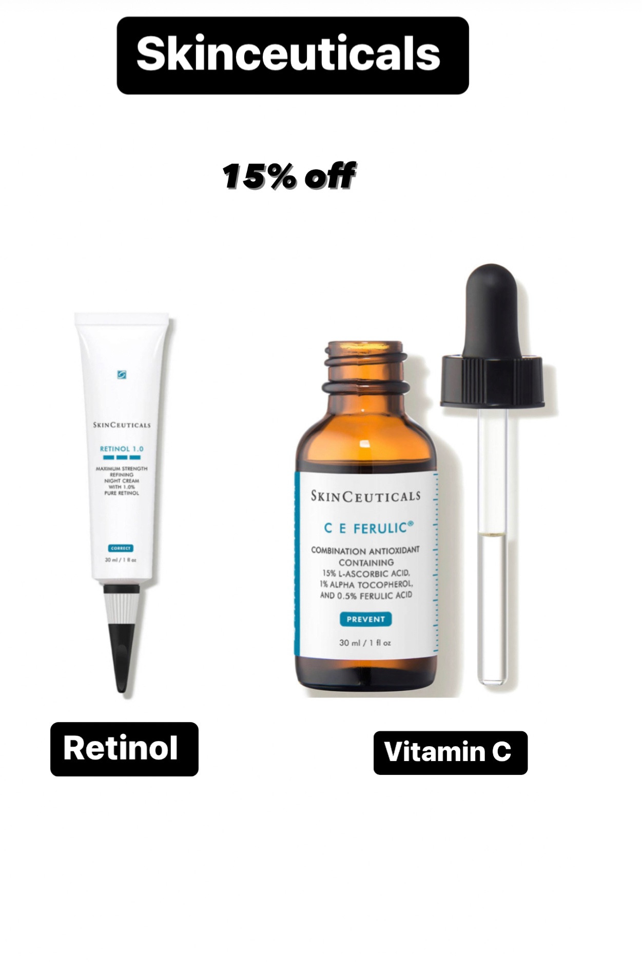Skinceuticals Vitamin C and Retinol  in sale 15% off 

#LTKGiftGuide #LTKHoliday #LTKstyletip