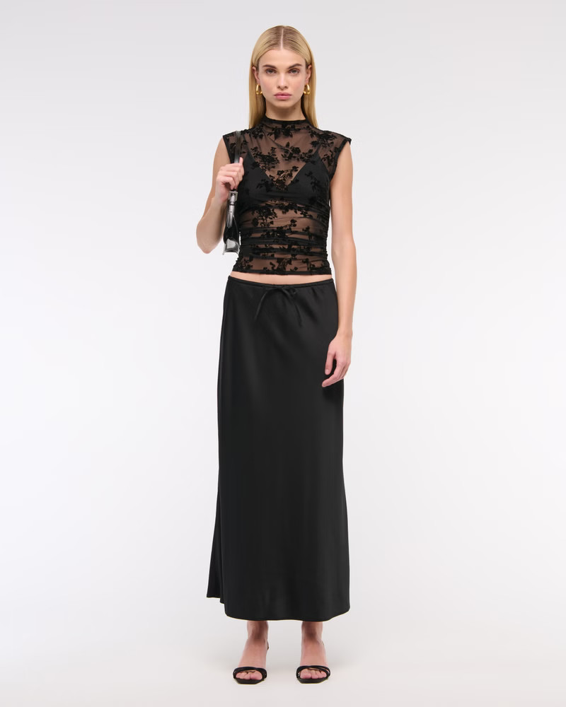 Mid Rise Satin Maxi Skirt | Abercrombie & Fitch (US)