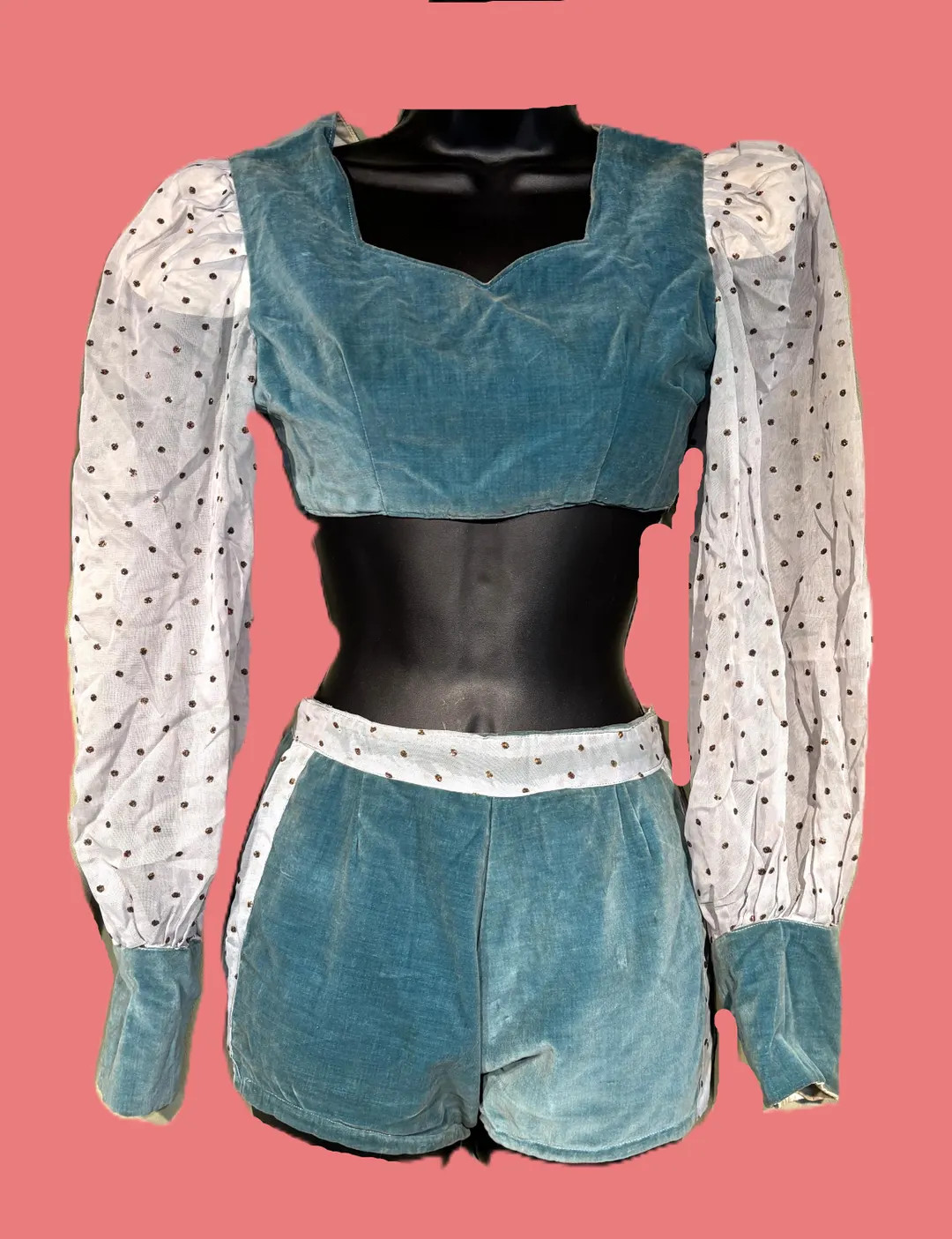 Fun Original Vintage Mid Century Blue Velvet 2 Pc Dance Majorette Costume Blue Velvet Booty Short... | Etsy (US)