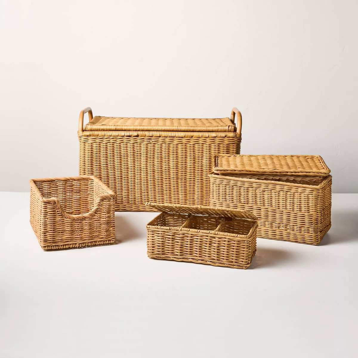 Medium Rattan Storage Basket with Lid - Hearth & Hand™ with Magnolia | Target