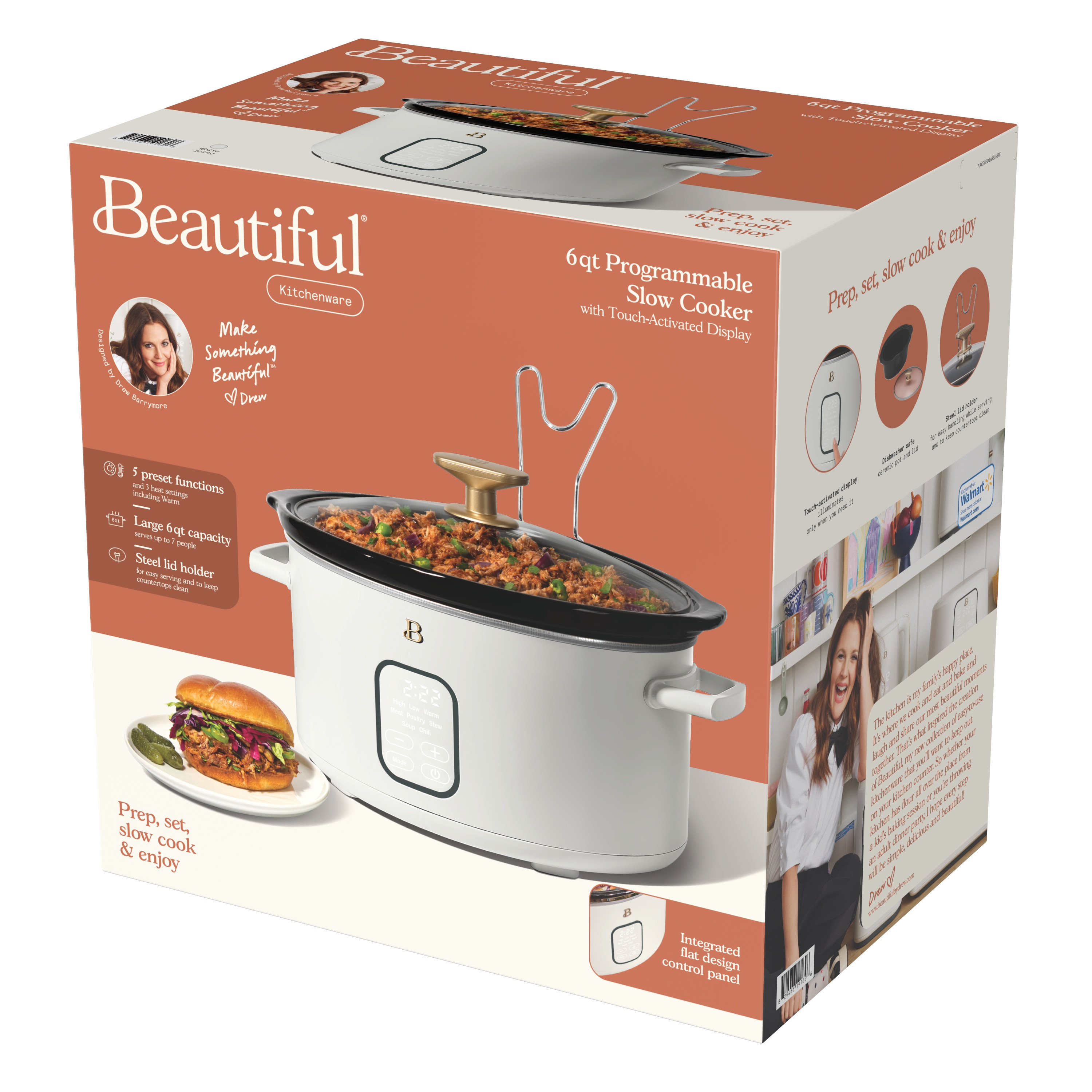 Beautiful 6 Qt Programmable Slow Cooker, White Icing by Drew Barrymore | Walmart (US)