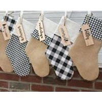 Farmhouse Christmas Decor  Christmas Stocking  Burlap Stocking  Buffalo Plaid  Handmade stocking | Etsy (US)