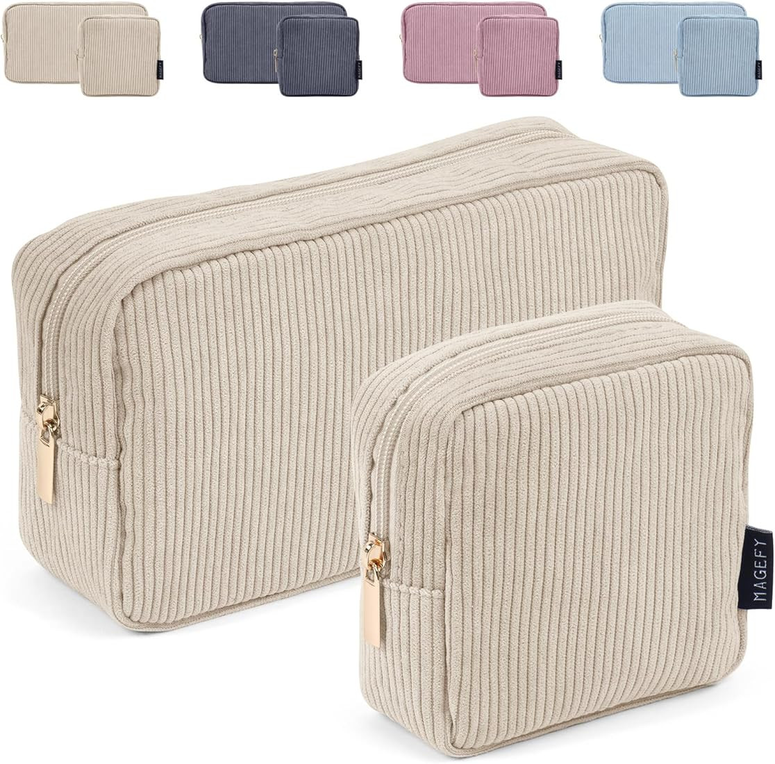 MAGEFY Small Makeup Bag for Purse Mini Cosmetics Bag Corduroy Cute Cosmetic Pouch for Women with ... | Amazon (US)