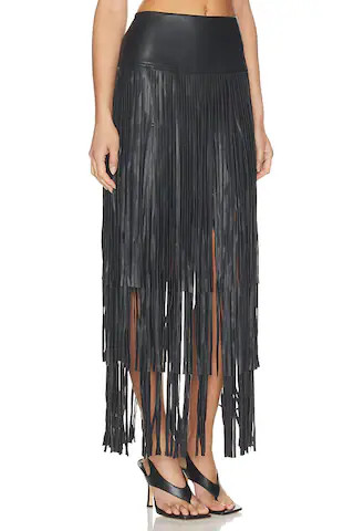 Karoline Maxi Fringe Skirt in Black | Revolve Clothing (Global)