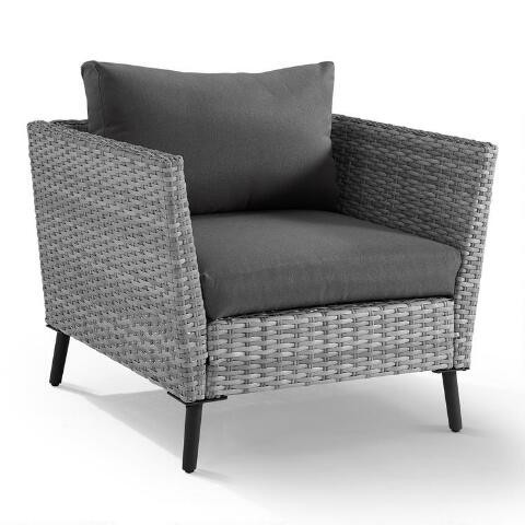 Malique Gray All Weather Wicker Outdoor Armchair Set of 2 | World Market