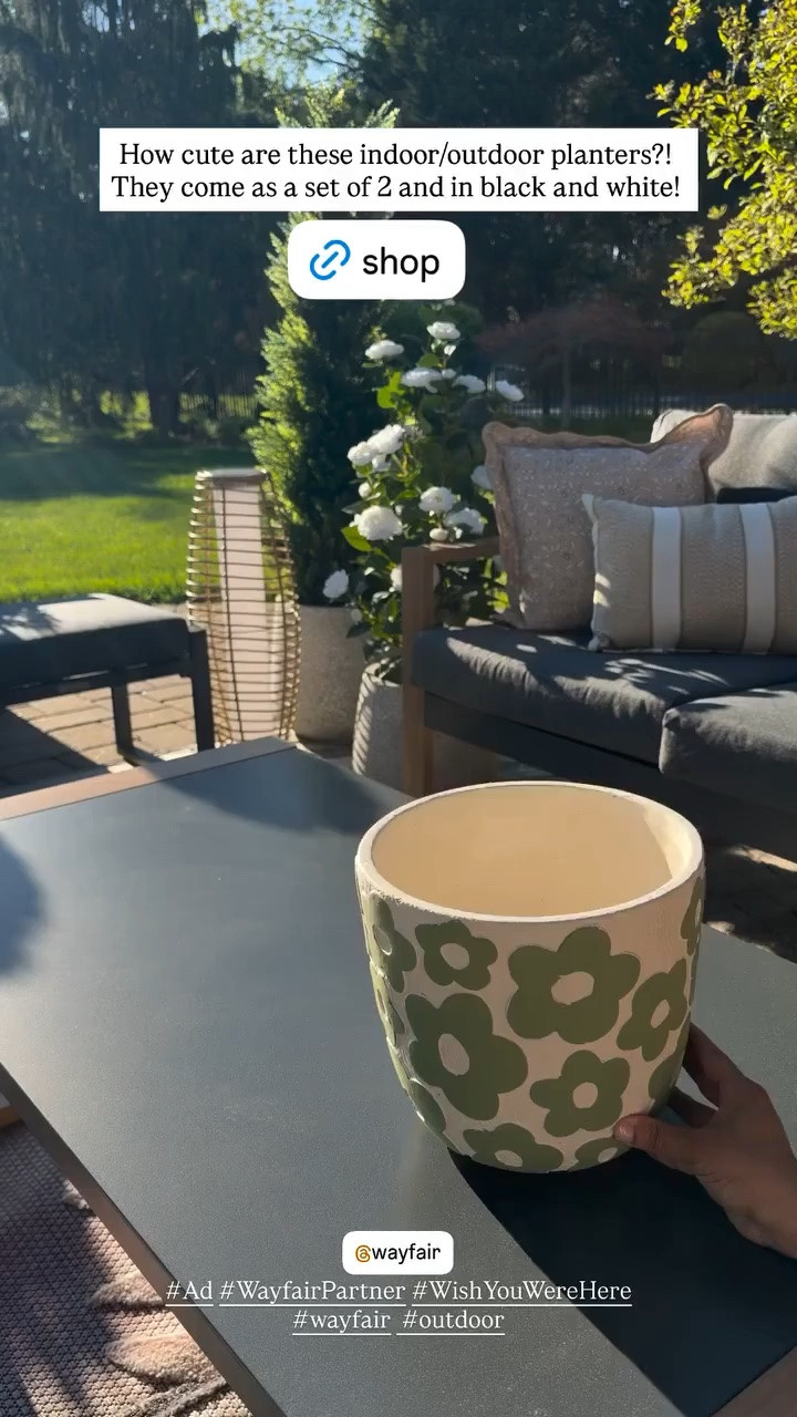 #Ad #WayfairPartner #WishYouWereHere #wayfair  #outdoor How cute are these indoor/outdoor planters?! They come as a set of 2 and in black and white!

Comment SHOP below to receive a DM with the link to this post on my LTK ⬇ https://liketk.it/6cMON