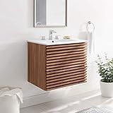 Modway Render 24" Wall-Mount Bathroom Vanity in Walnut White | Amazon (US)