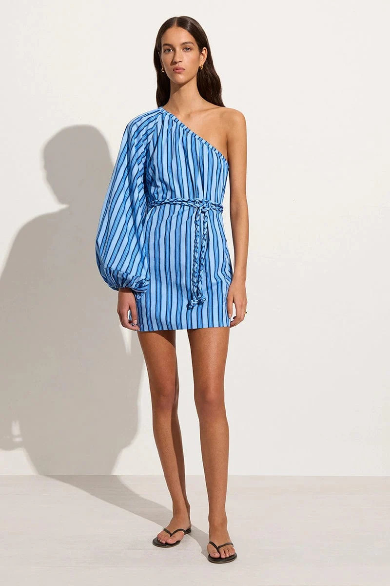 Calia Mini Dress Akaia Stripe Blue | Faithfull (AU)