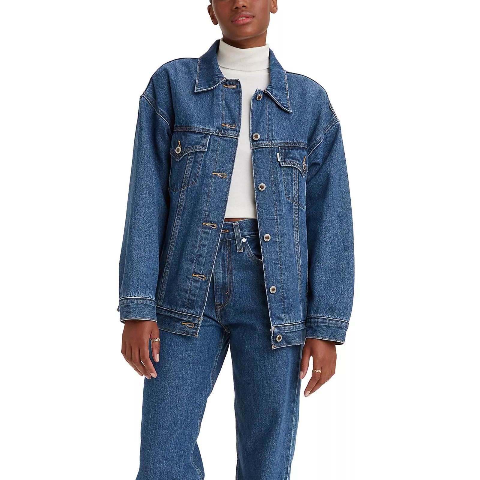 Women's Levi's Silvertab Loose Trucker Jean Jacket, Size: Large, Med Blue | Kohl's