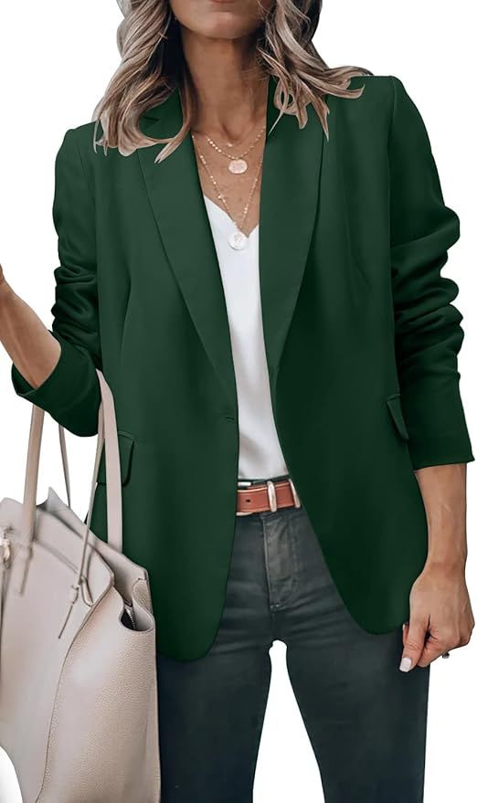 ZDLONG Womens Blazers Casual Lightweight Linen Blazer Jackets Long Sleeve Lapel Button Up for Wor... | Amazon (US)