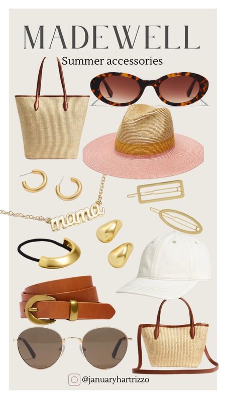 Madewell summer accessories, straw hat, beach bag, straw bag tote, summer necklace, leather belt, hair accessories, summer handbag, gold drop earrings

#LTKSaleAlert #LTKxMadewell #LTKGiftGuide