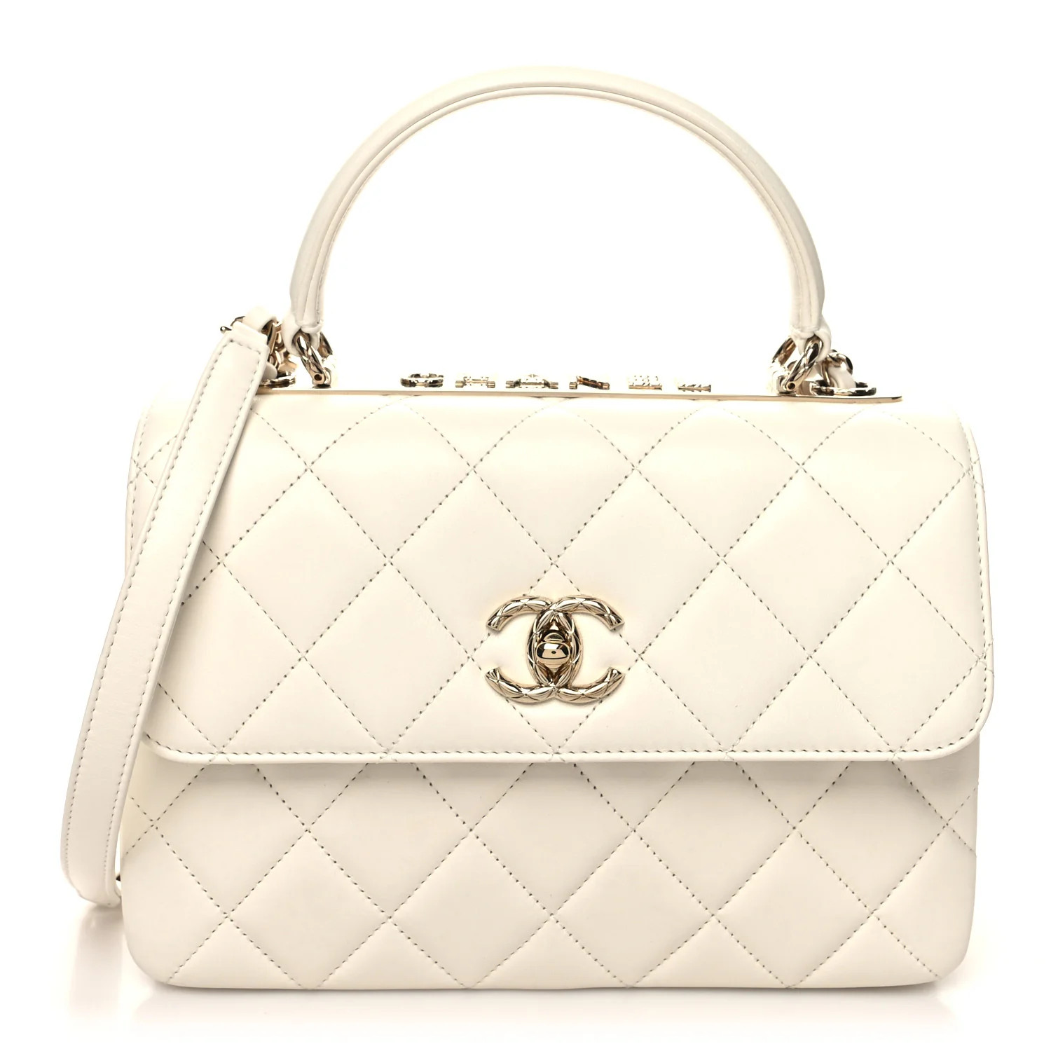 Lambskin Quilted Small Trendy CC Dual Handle Flap Bag White | FASHIONPHILE (US)