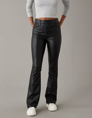 AE Stretch Vegan Leather Super High-Waisted Kick Boot Pant | American Eagle Outfitters (US & CA)