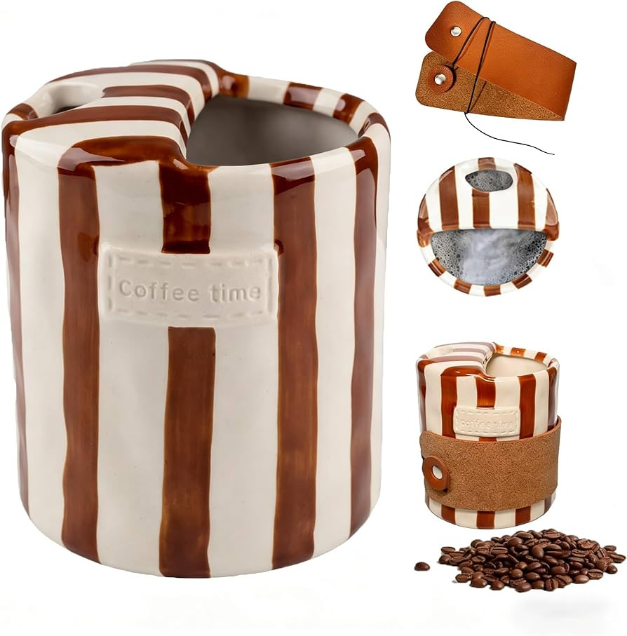 10oz Ceramic Coffee Mug,Unique Ceramic Mug,Cute Espresso Travel Mug,With detachable leather anti-... | Amazon (US)
