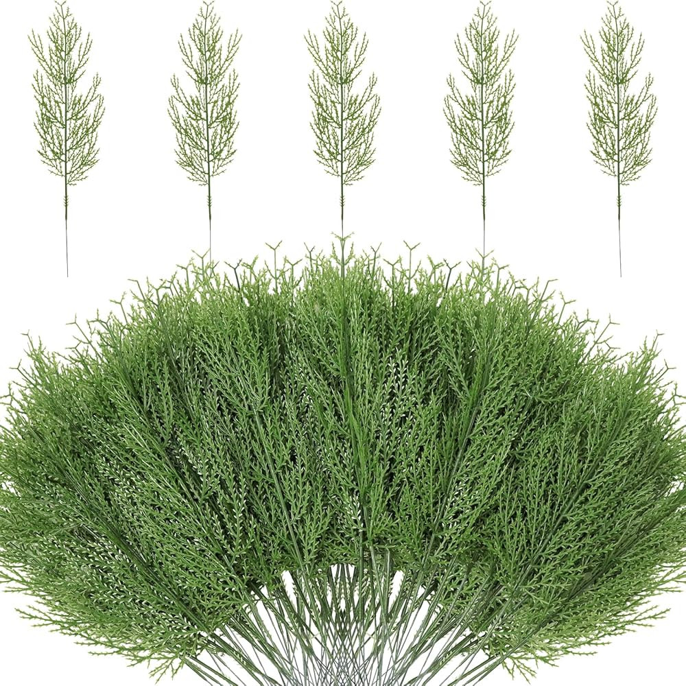 Artificial Pine Branches, 100 Pcs Faux Green Pine Needles Greenery Cedar Twigs Stems for Christma... | Amazon (US)