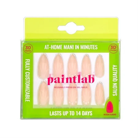 PaintLab Medium Almond Press On False Nails 3D Glazed Seashell Nude 30 Count | Walmart (US)
