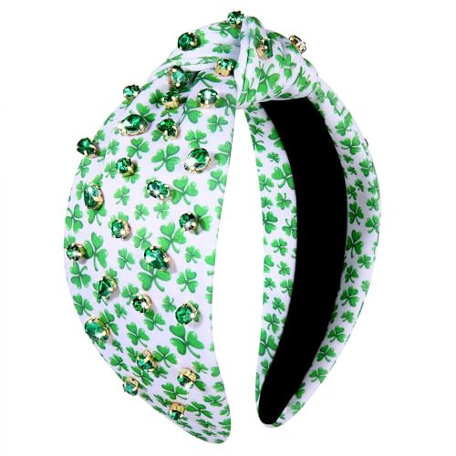 MOLOCH St.Patrick's Day Headband for Women Beads Printed Lucky Clover Knotted Headband Green Crystal Jeweled Top Knot Head Band Irish Shamrock Hairband St.Patricks Day Gifts | Amazon (US)