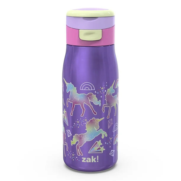 Zak Designs Pasco 13.5 Fluid Ounce Vacuum Insulated Stainless Steel Water Bottle, Unicorns - Walm... | Walmart (US)