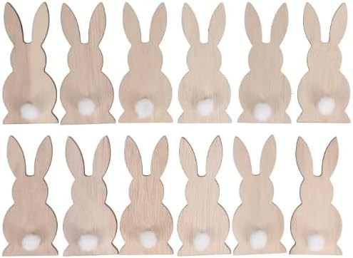 Easter Bunny Cottontails Unfinished Wood Cutout Craft Pieces - 12 Count - 2.75 Inch | Amazon (US)