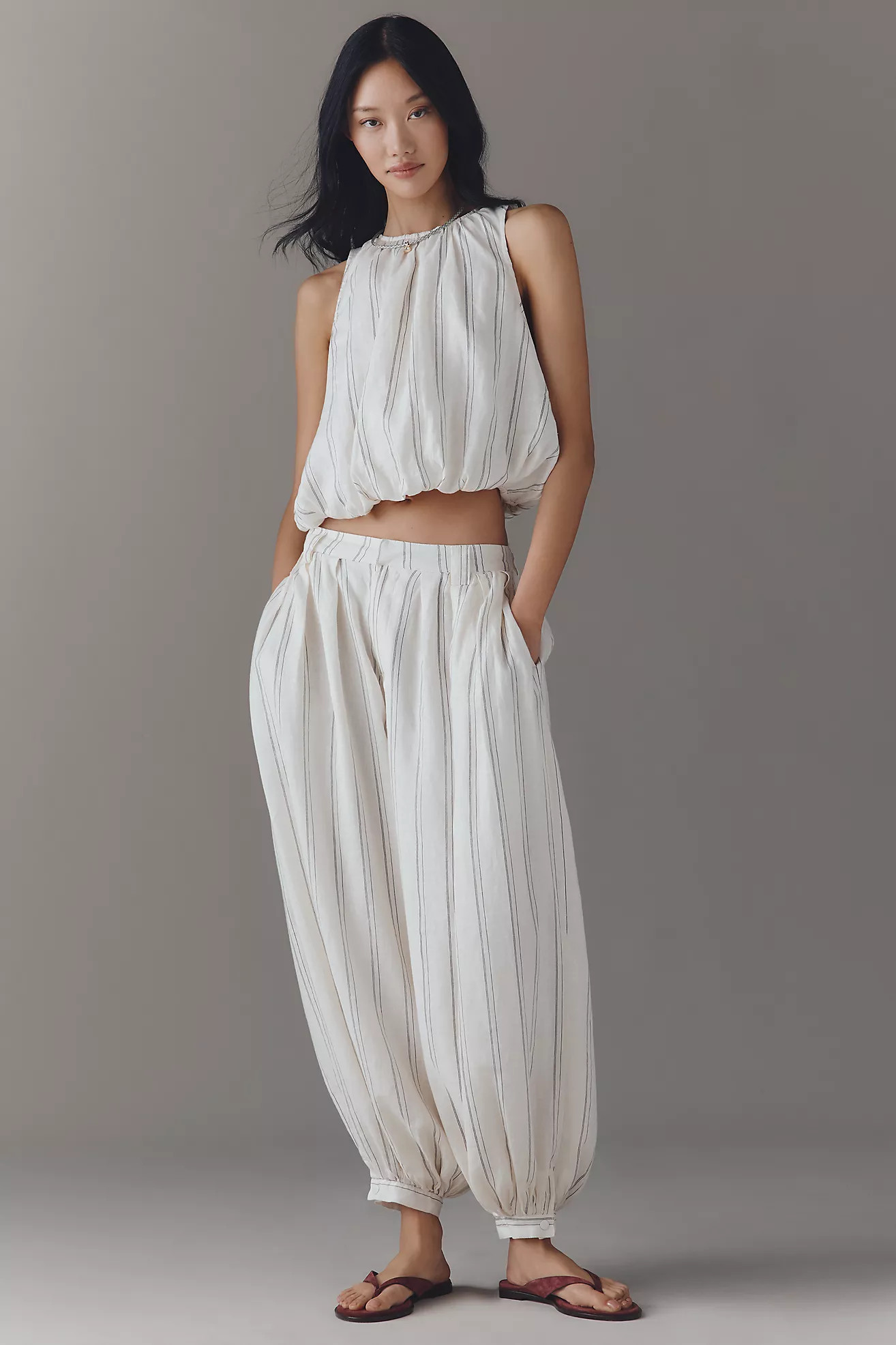 Linen Sleeveless Bubble Tank | Anthropologie (US)