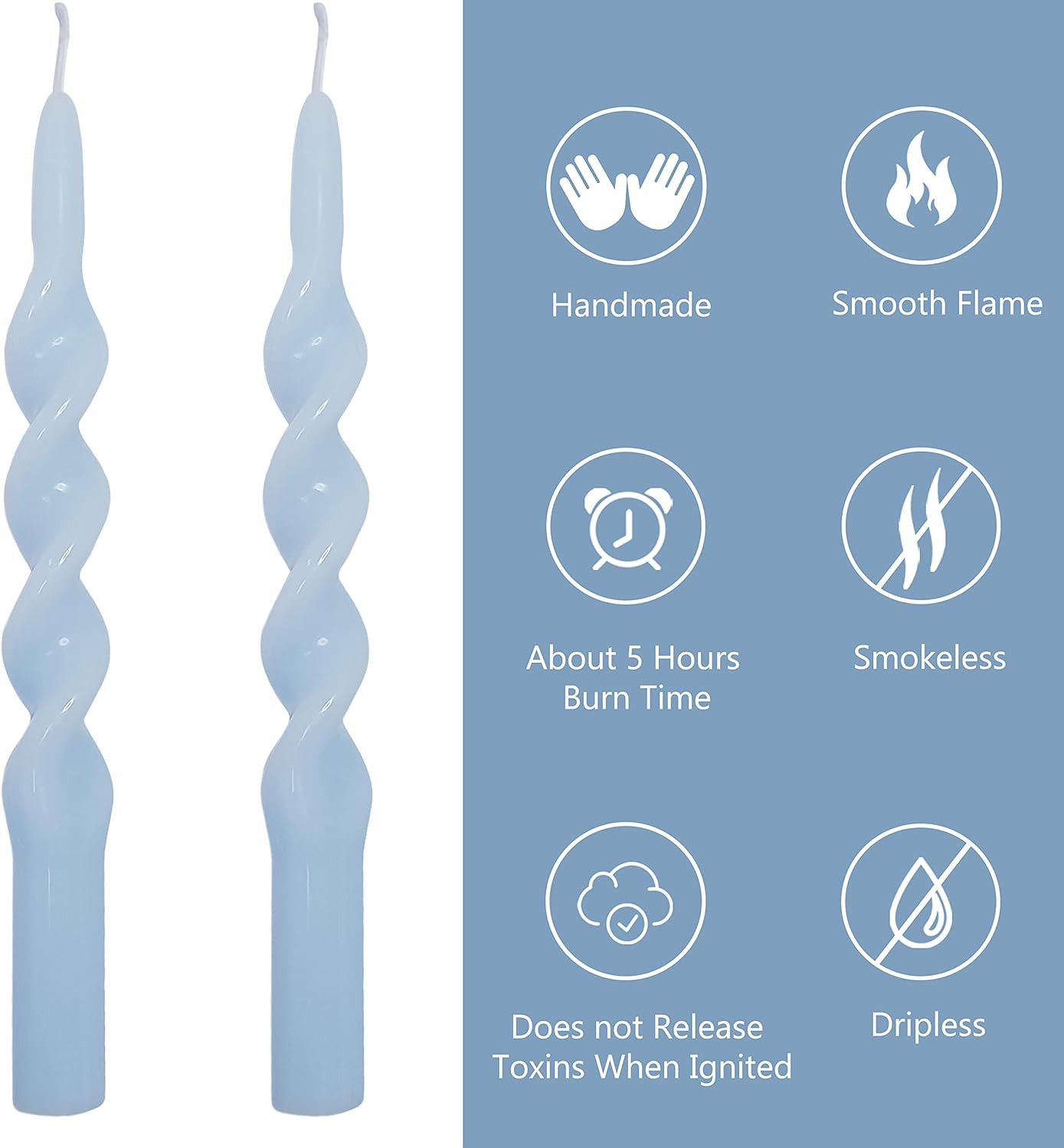 10 Inch Taper Candles Spiral Twisted Candlesticks Unscented Candle Handmade Twisted Candlesticks ... | Amazon (US)