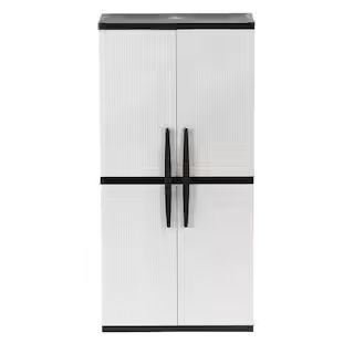 ExclusivePlastic Freestanding Garage Cabinet in Gray (35 in. W x 71 in. H x 18 in. D)by HDX4211(2... | The Home Depot