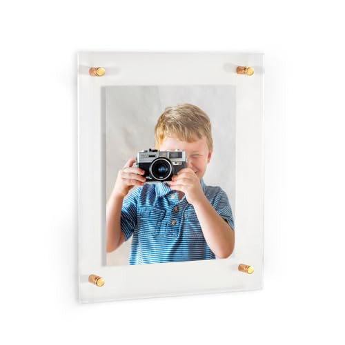 ArtToFrames 8x10 Inch Double Panel Floating Acrylic Picture Frame (Full Frame is 12x14) comes with Gold Standoff Hardware, Made in the USA, 1 Pack | Amazon (US)