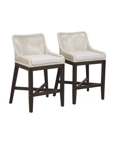 2pk Grid Weave Rope Counter Stools With Acacia Wood Base | Chairs & Seating | Marshalls | Marshalls